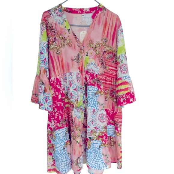 On hold :  New Bohemian  floral Dress Smocked dress in size xxlg new with tag - Picture 1 of 7